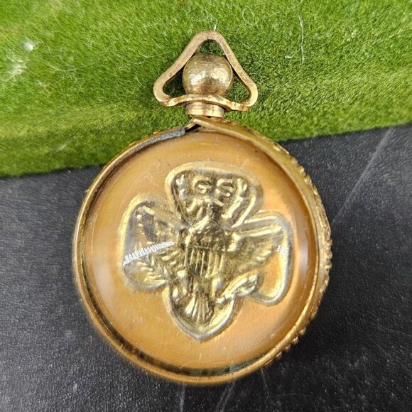 Rare Vintage Girl Scout Pendant Necklace Jewely Membership Double Sided Uniform - Picture 1 of 9